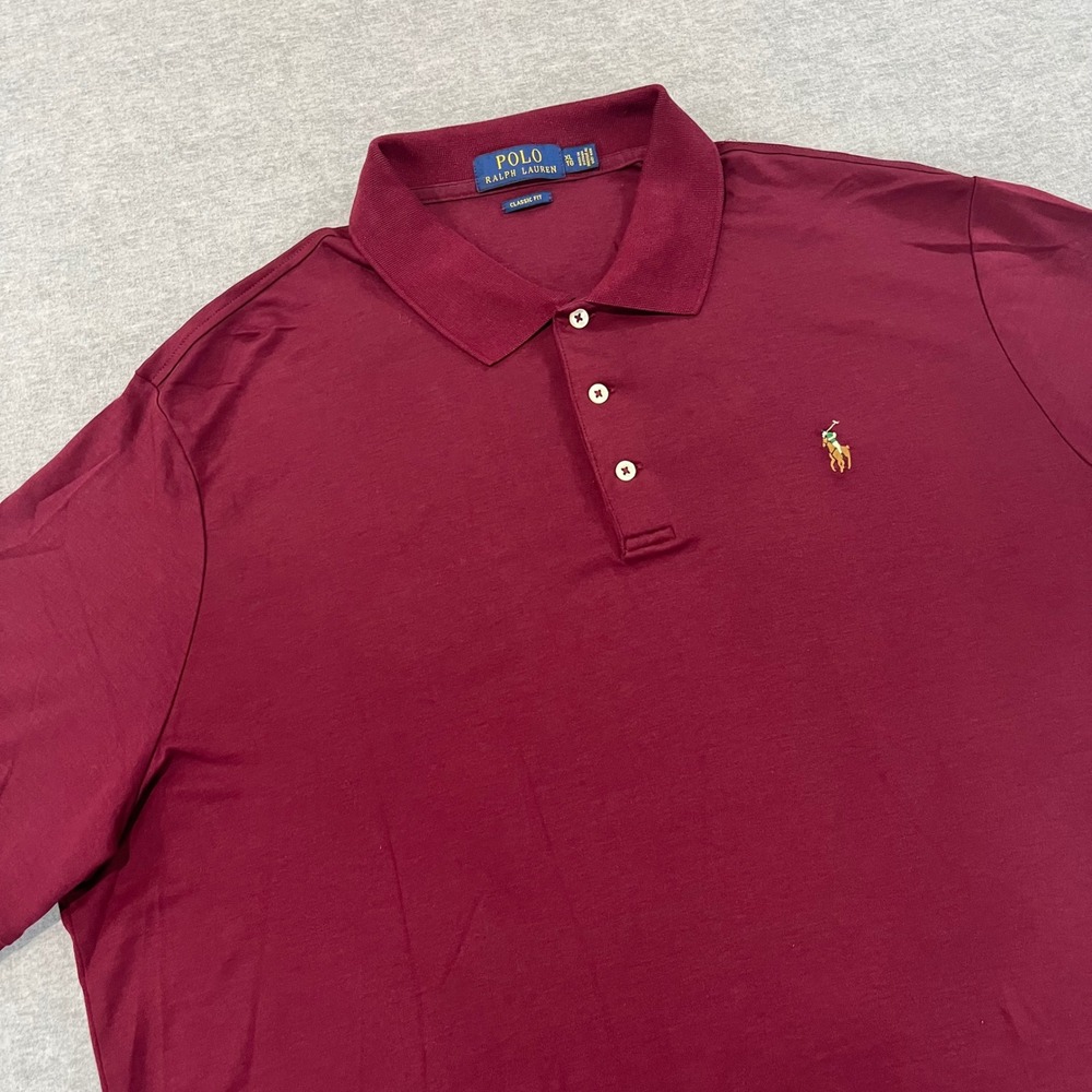 Polo Ralph Lauren Mens XL Burgundy Classic Fit Short Sleeve Cotton Polo Shirt